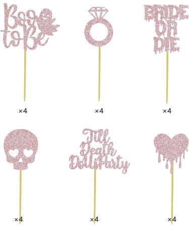 Halloween Bachelorette Cupcake Topper Boo To Be Ring Bride Or Die Skull Heart Blood Glitter Food Picks Horror Ghost Engagement Party Decorations Rose Gold - Buy Online on GoSupps.com