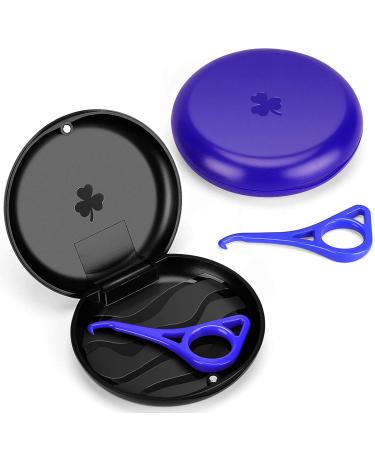 2 Aligner Cases with 2 Aligner Removal Tools Solid Orthodontic Retainer Case with Strong Magnetic Closure Compatible with Invisalign Aligner and Mouth Guard (Black + Blue)
