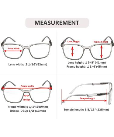 Eyekepper Large Frame Square Reading Glasses for Men & Women - Blue +0.50 | Stylish & Comfortable Spring Hinges - Buy Online on GoSupps.com