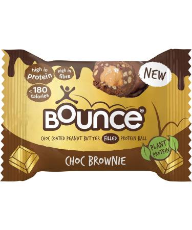 Bounce Chocolate Brownie Plant Protein Balls - Vegan Dark Chocolate Coated 12x40g - 12 Count Pack - Buy Online on GoSupps.com