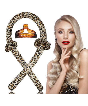 Heatless Curling Rod Headband Heatless Curlers Headband Heatless Curls Hair Styling Tools for Long Medium Hair Heatless Hair Curling Wrap Kit Silk Hair Wrap (Leopard Print)