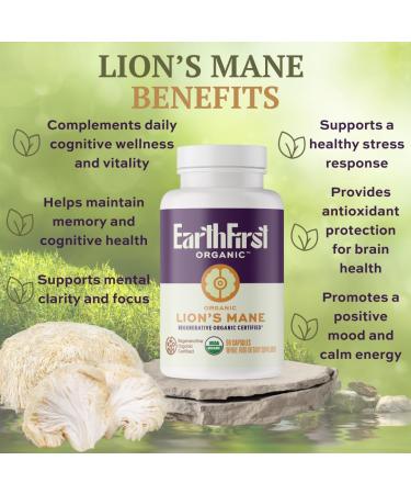 EarthFirst Organic Lion s Mane Regenerative Organic Certified Mushroom Capsules for Focus Memory & Nerve Support Cognitive Clarity and Natural Energy 90 Vegan Tablets - Buy Online on GoSupps.com