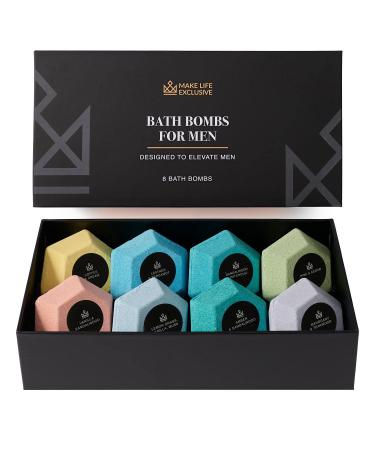 Bath Bombs for Men  Diamond Shape  Gifts for Him  8 Large 5oz Bombs  100% Natural Products & Essential Oils  Soak in  Bubble Bath for Men Set  Armoatherphy Treatment for Stress Relief