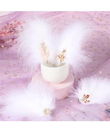 MWoot 4-Piece White Spring Fascinators Hair Clips | Handmade Feather Headdresses with Rhinestones | Stylish Hair Jewelry for Women & Girls | Perfect Party Hairpins - Buy Online on GoSupps.com