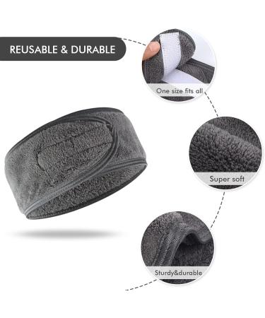 KinHwa Spa Facial Headband With 2 Pack Wrist Washband Makeup Hair Band Women Skincare Adjustable Microfibre Headband for Washing Face Sports Yoga Grey grey 5 count (Pack of 1) - Buy Online on GoSupps.com