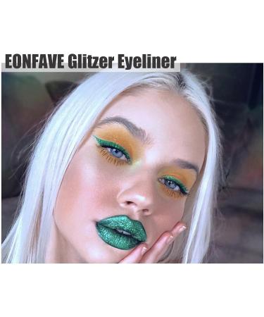  EONFAVE Green Glitter Eyeliner Liquid Shine Waterproof Rub Resistant Highly Pigmented Green Kaja Pencil Long Lasting Glitter Eye & Body Makeup for Face and Body - Buy Online on GoSupps.com