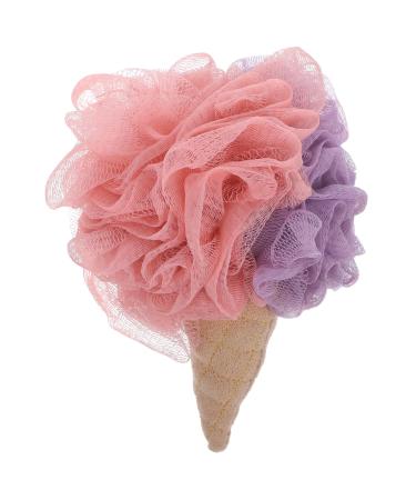 Bath Shower Loofah Sponge Kids Shower Ball Ice Cream Shape Bath Mesh Pouf Body Scrubber Exfoliating Bath Sponge Loofah A