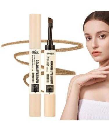 Eyebrow Cream - Longwear Waterproof Tinted Brow Gel With Brush - Natural Waterproof Double Head Liquid Eyebrow Gel Long Lasting SmudgeProof Liquid Eyebrow Makeup Volumizing Enhance Light Brown