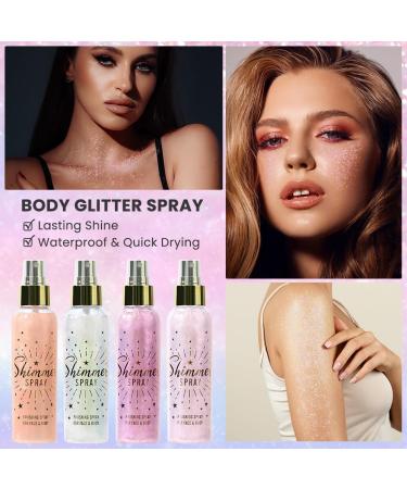 Glitter Spray for Hair & Body - Quick-Drying Waterproof Shimmer for Festivals & Stage Makeup (3.72fl Oz - White - Buy Online on GoSupps.com
