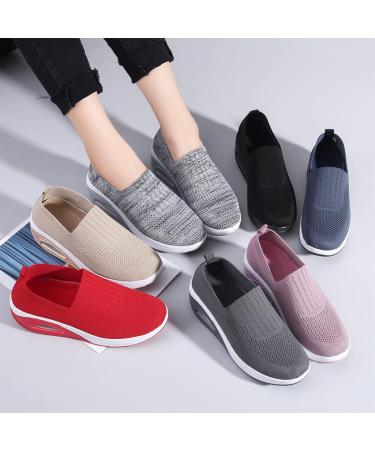 LINJIENIUXHA Women's Air Cushioned Slip On Walking Shoes - Orthopedic Diabetic Wedges (Khaki 6) - Buy Online on GoSupps.com