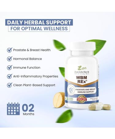 ZEN LIFE HERB WBM REx White Button Mushrooms Ginseng Plus Clinically Proven Advanced Immune Support for Prostate and Breast Health Supplement (60 Capsules) - Buy Online on GoSupps.com