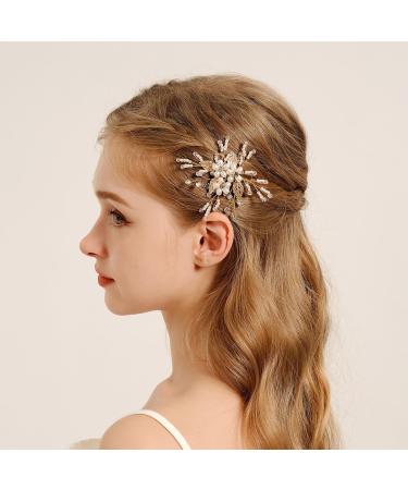 Wedding Hair Comb Pearl Flower Bridal Headpiece for Wedding Prom Daily Dressing Gold Hair Accessories Mother's Day Anniversary Valentine's Day Gift for Mother Wife Daughter - Buy Online on GoSupps.com