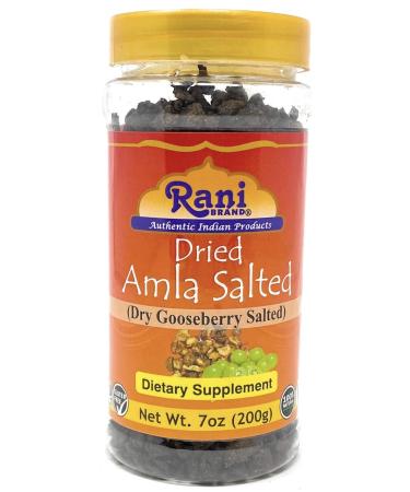 Rani Dried Amla Salted (Dry Gooseberry Salted) 7oz (200g) PET Jar All Natural | No Color | Gluten Friendly | Vegan | NON-GMO | No Salt or fillers | Indian Origin