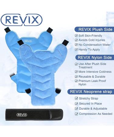 REVIX Large Gel Ice Pack for Shoulder and Back Injuries - Reusable Wrap for Pain Relief and Swelling - Soft Plush Lining - Flexible and Long Lasting - Blue - Buy Online on GoSupps.com
