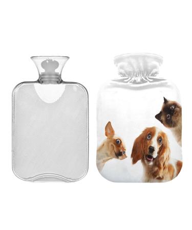Hot Water Bottle 2L with Cover Siamese Cats Dogs Hot Water Bag for Pain Relief Hand Feet Warmer Winter