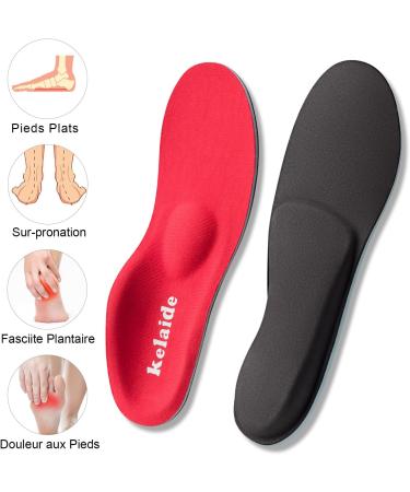 Plantar Fasciitis Arch Support Insoles | Orthotic Inserts for Flat Feet & Foot Pain | Men & Women | Red UK-12-305mm - Buy Online on GoSupps.com