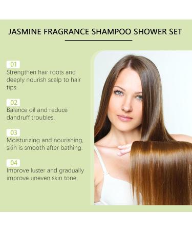 XINRAN Jasmine Shower Gel Shampoo Jasmine Fragrance Shampoo Shower Gel Set Moisturizing Hair and Skin Care Set Soothing Nourishing Shower Gel Shampoo for All Skin and Hair Types 4 Pieces - Buy Online on GoSupps.com