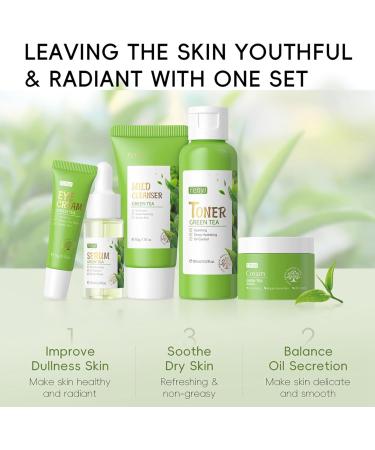 Green Tea Skin Care For Teenage Girls Korean Skin Care Sets & Kits Facial Kit With Cleanser Toner Eye Cream Face Cream Serum- Reduce Acne Control Oil Shrink Pores Womens Beauty Gifts Set - Buy Online on GoSupps.com