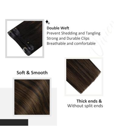 Vivien Clip-In Extensions | Real Hair Balayage Ombre #1B/6/1B | Natural Black to Medium Brown | 25cm 7pcs 80g - Shop Now! - Buy Online on GoSupps.com