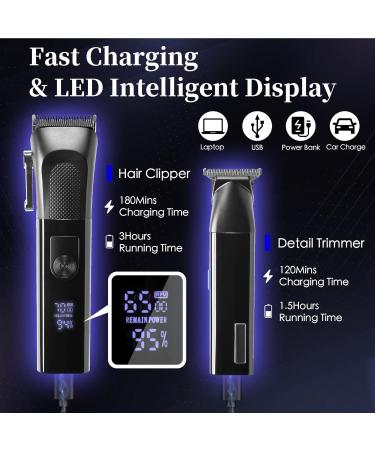 Ukeety Professional Hair Clippers for Men | Cordless Hair Cutting Kit with LED Display & T-Blade | Rechargeable Beard Trimmer & Bikini Trimmer - Buy Online on GoSupps.com