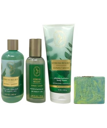 Bath & Body Works Aromatherapy Stress Relief Eucalyptus Spearmint - Ultimate Hydration Body Cream Body Wash & Foam Bath And Essential Oil Perfume Mist - with a Fresh Forest Bar Soap