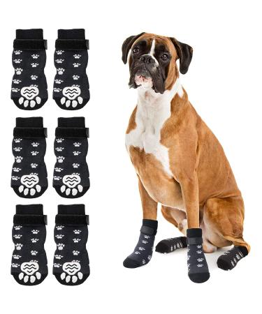 Rypet Anti Slip Dog Socks 3 Pairs - Dog Grip Socks with Straps Traction Control for Indoor on Hardwood Floor Wear, Pet Paw Protector for Small Medium Large Dogs L