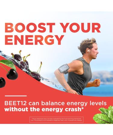 Buy Beet12 Organic Beet Root Powder with Vitamin B12 - Nitric Oxide Booster & Black Cherry Flavor | 30 Servings - Buy Online on GoSupps.com