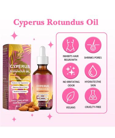 Cyperus Rotundus Oil for Hair Removal Natural Hair Growth Inhibitor Slows & Reduces Body Hair Regrowth Soothes Skin Organic Formula Non-Irritating Effective & Gentle 60ml - Buy Online on GoSupps.com