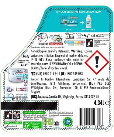 Fairy Non Bio Laundry Detergent Liquid - Hypoallergenic Tested - 140 Wash 4.34L - Buy Online on GoSupps.com