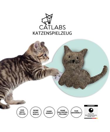 Catlabs Sustainable Cat Toys | Cuddly Cat with Catnip | 100% Natural Sheep Wool | Refillable & Eco-Friendly | Fair Manual Work for Your Cat - Buy Online on GoSupps.com