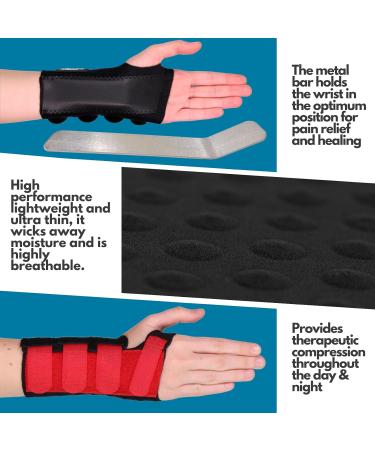 Solace Bracing Cool-Flow Wrist Support - British Made & NHS Supplied Brace with Metal Splint for Carpal Tunnel, Arthritis, Tendonitis, RSI - Red, Large Size for Left Hand - Buy Online on GoSupps.com