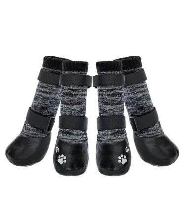 Dog Socks Anti-Slip Dog Boots with Straps Traction Control, Paw Protection Sets for Indoor Hardwood Floors & Outdoor, Fits Small Medium Large Dogs X-Large(Pair of 2) Grey