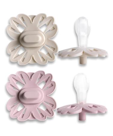 Mamillu Flurry Baby Pacifier Set - BPA-Free Medical Silicone Size 2 (6-18 Months) Vanilla Cream/Rose Blush Made in EU - 2 Pieces - Buy Online on GoSupps.com