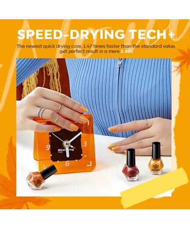 Modelones Fall Nail Polish Set - 6 Colors Gold Yellow Glitter Quick Dry Kit for DIY Manicure & Nail Art - Perfect Gift for Women & Moms - Buy Online on GoSupps.com