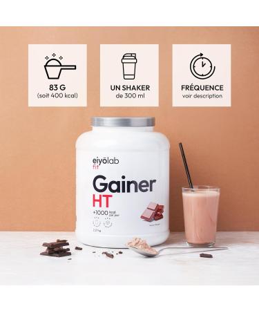GAIN HT | Whey Protein + Isolate + Maltodextrin | Weight Gainer | 5 Protein Sources + 2 Carbohydrate Sources + MCTs | Chocolate Flavor Shaker Drink | 2.25 kg | Eiyolab - Buy Online on GoSupps.com