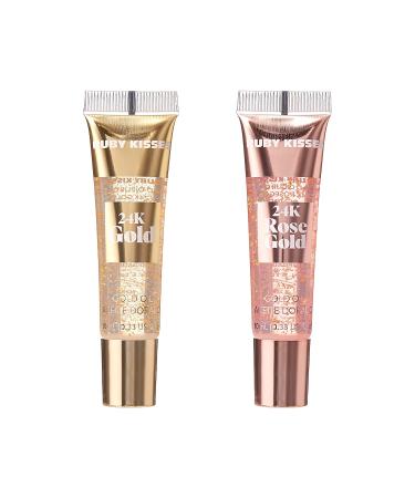 Ruby Kisses 24K Gold Oil Lip Gloss Set - Pack of 3 Gold & Rose Gold Shades - 0.33 Fl Oz Each - Buy Online on GoSupps.com