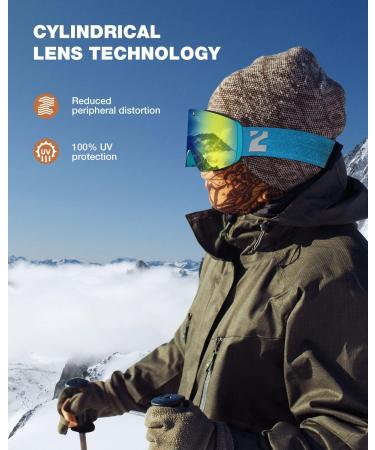 ZIONOR X11 Ski Goggles - A3-Blueframe Gold Lens VLT 7% - for Men and Women - Buy Online on GoSupps.com