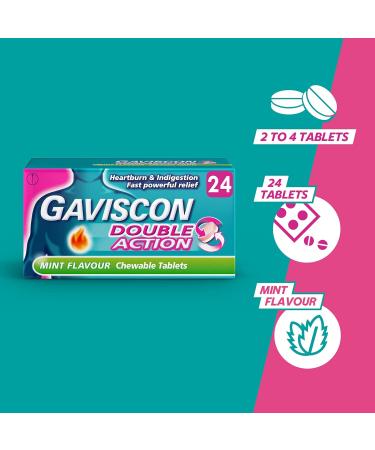 Gaviscon Double Action Tablets 24 Mint - Buy Online on GoSupps.com
