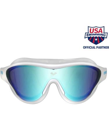 ARENA Unisex The One Mask Mirror Swimming Goggles - NS Blue-White-Black | International Shipping Available - Buy Online on GoSupps.com