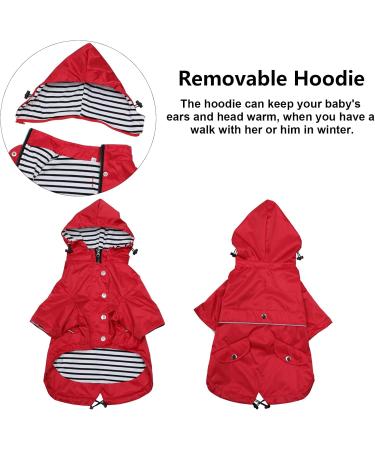 Pethiy Premium Waterproof Dog Raincoat - Red XL | Reflective Hooded Rain Jackets for Dogs with Zipper & Removable Hood - Buy Online on GoSupps.com