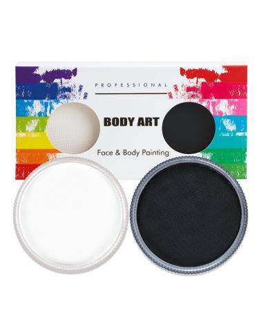 Professional make-up Mardi Gras Set Water Current 30g x 2 Colors Larger make-up colors carnival earnings for Halloween carnival or cladding party white + black