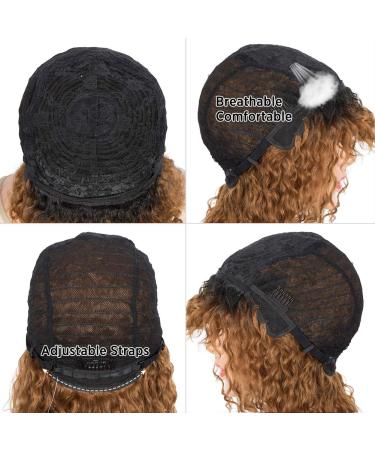 D but Short Curly Ombre Wig with Pony Curl Fringe - 12-Inch Human-Like Wig for Women (TT1B/C30) - Brown with Dark Root - 120g - Buy Online on GoSupps.com