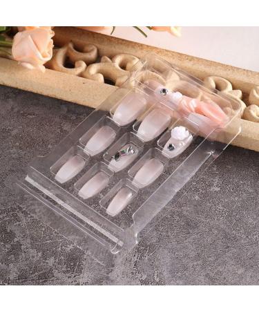 Acrylic Press On Nail Art Tips with Jelly Stickers Fake Nails Love Heart Short Square Pink Purple(CD140) - Buy Online on GoSupps.com