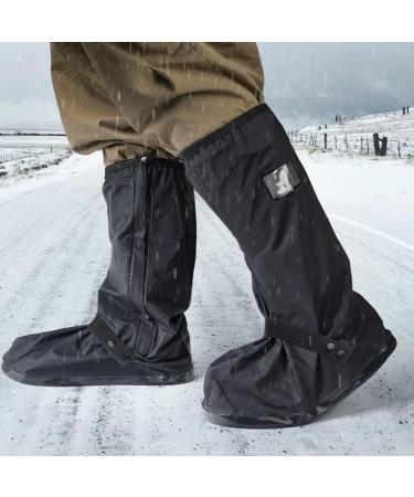 Unisex Waterproof Non-Slip Rain Boot Covers - Black | Reflective, Zipper, Insulated for Hunting, Cycling, Snow, Rainy Days | Large Size - Reusable & Foldable - Buy Online on GoSupps.com