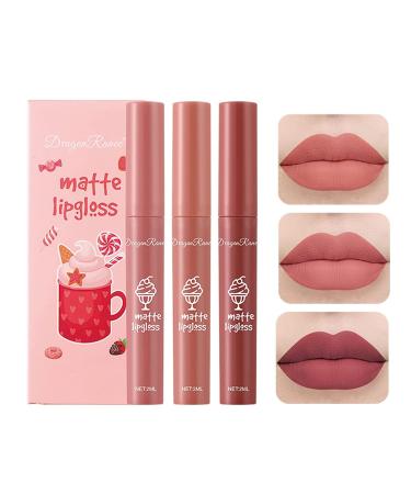 3 Pcs Nude Matte Lipstick Set Nude Lipstick Velvet Air Moisture Smooth Crayon Lip Stain Long Lasting Lipstick 24 Hour Waterproof Nourishing Lipstick with a Matte Finish  Lip Gloss Lipstick for Women (Set C) SET-C - Buy Online on GoSupps.com
