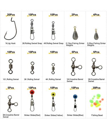 160pcs Fishing Accessories Kit with Tackle Box - Swivels, Snaps, Sinker Weights, Beads, Hooks - Buy Online on GoSupps.com
