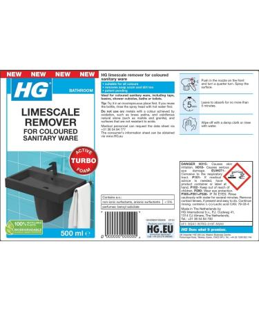 HG Limescale Remover Colored Sanitary Ware Powerful for Black Taps Showers Sinks 500 ml - Buy Online on GoSupps.com