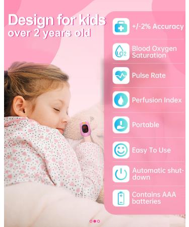 Child Pulse Oximeter for Kids | Fingertip Oxygen Meter with Battery & Lanyard - Pink - Buy Online on GoSupps.com