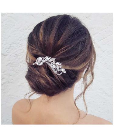 Yheakne Crystal Wedding Hair Comb Silver Rhinestone Hair Comb Barrette Bling Bridal Hair Clips Headpieces Decorative Head Comb Headwear Cz Hair Piece Sparkle Bride Hair Accessories for Women and Girls