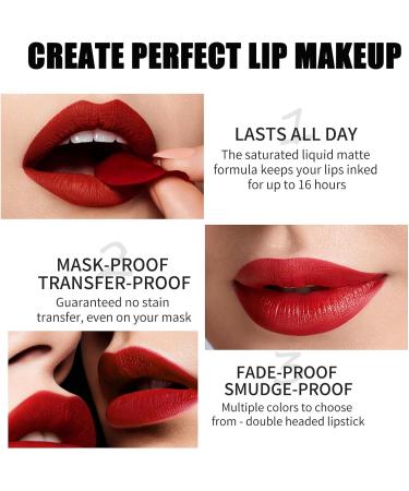 Housn 2-in-1 Double-End Lip Liner Pencil and Matte Lipstick Pen | Long-Lasting Contour Makeup for Girls and Women - Non-Stick, Not Fade (04#WaterRed) - Buy Online on GoSupps.com